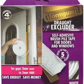 #White Brush pile draught excluder weather proofing seal self adhesive by #Stormguard. 5 Metre Roll