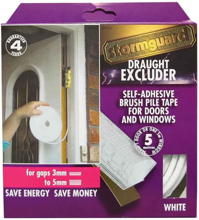 #White Brush pile draught excluder weather proofing seal self adhesive by #Stormguard. 5 Metre Roll